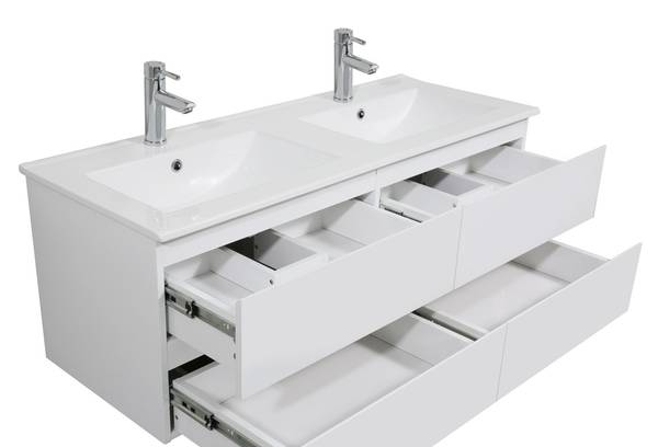 Badmöbel-Set SORRENTO 2-teilig Weiß - Holzwerkstoff - 120 x 44 x 45 cm