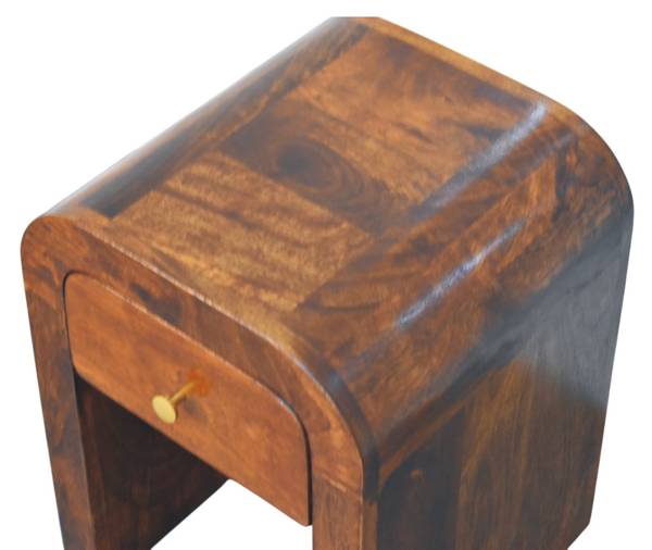 Table de nuit Darcy Marron - Manguier - Laiton - 30 x 40 x 30 cm