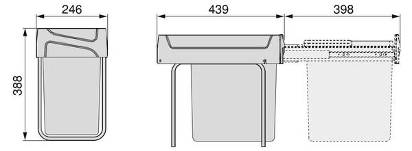 Recycle 20 L Recyclingbehälter für Grau - Metall - 26 x 40 x 45 cm