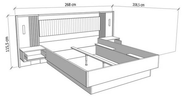 Doppelbett-Kasotto Braun - Holzwerkstoff - 209 x 116 x 268 cm