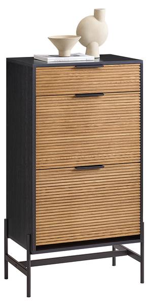 Schoenenkast HFSR03-SCH zwart - bruin - plaatmateriaal op houtbasis - metaal - 64 x 115 x 40 cm