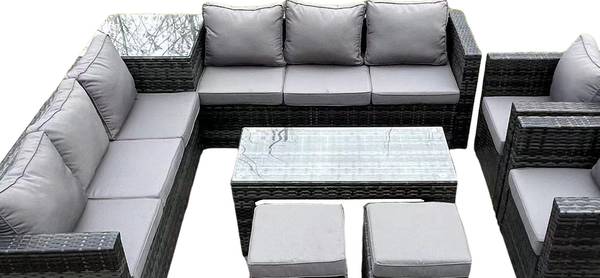 Outdoor Gartensitzgarnitur L(8er-Set) Grau - Webstoff