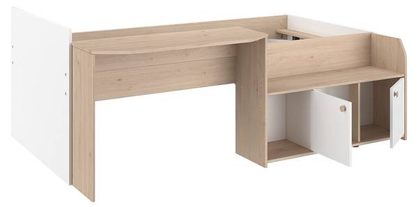 Bettkombination MIVONA Beige - Holz teilmassiv - 203 x 75 x 136 cm