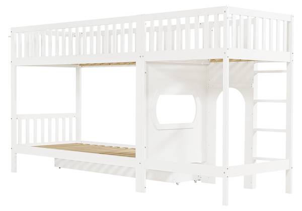 Etagenbett LucyWoodyⅠ Weiß - Holzwerkstoff - 99 x 160 x 301 cm