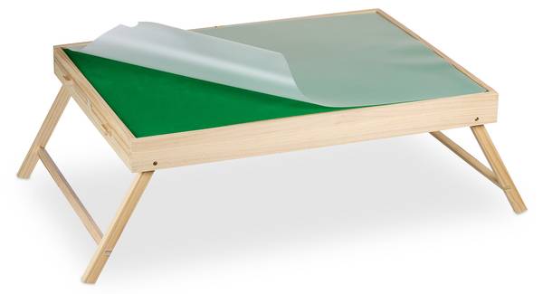 Puzzletisch mit 4 Schubladen Braun - Grün - Gelb - Filz - 111 x 35 x 67 cm