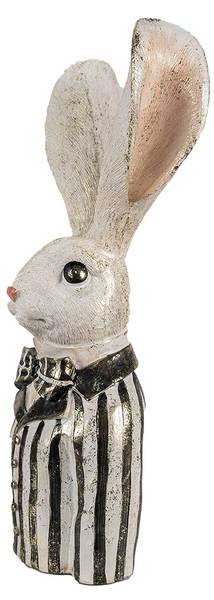 Beeld Konijn DekoEaster-Fernando wit - kunststof - 14 x 42 x 16 cm