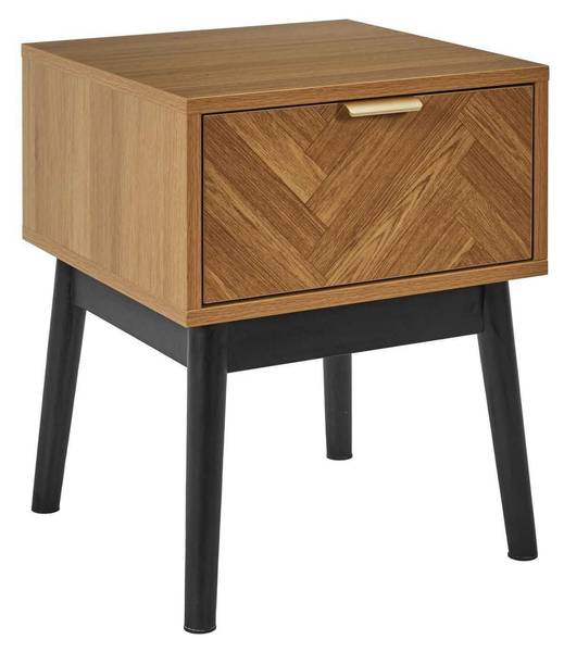 Nachttisch Chevron Schwarz - Braun - Holz teilmassiv - 12 x 48 x 47 cm
