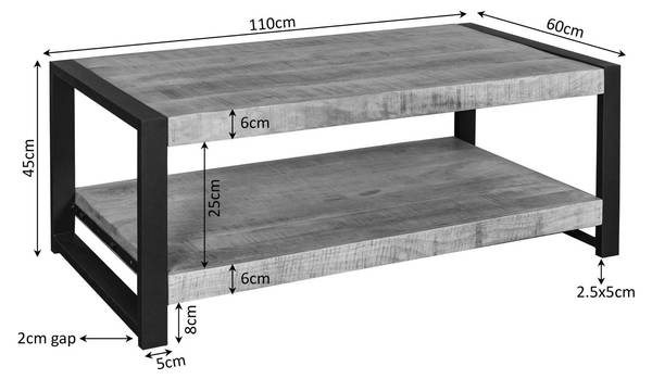 Couchtisch BOAZ Braun - Massivholz - 110 x 45 x 60 cm