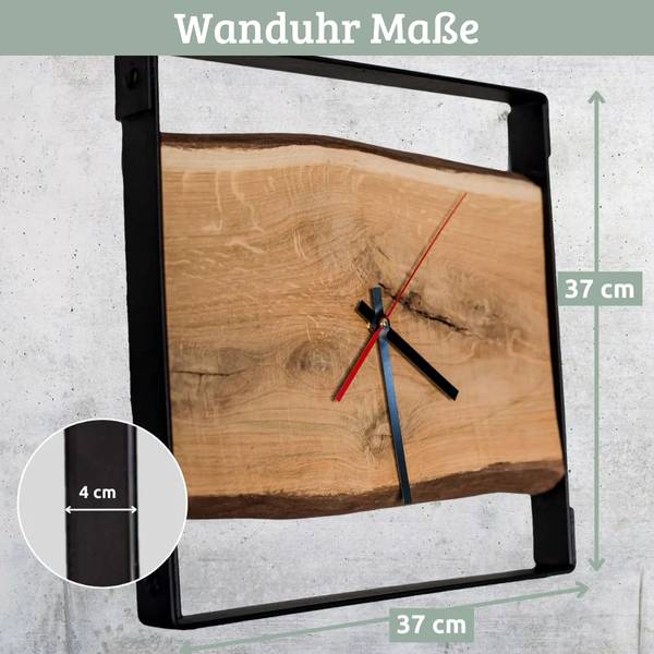 Wanduhr EFFO mit Nuten Braun - Massivholz - 38 x 37 x 4 cm