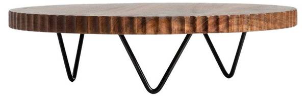 Servierplatte RILLET Beige - Metall - Massivholz - 34 x 9 x 34 cm