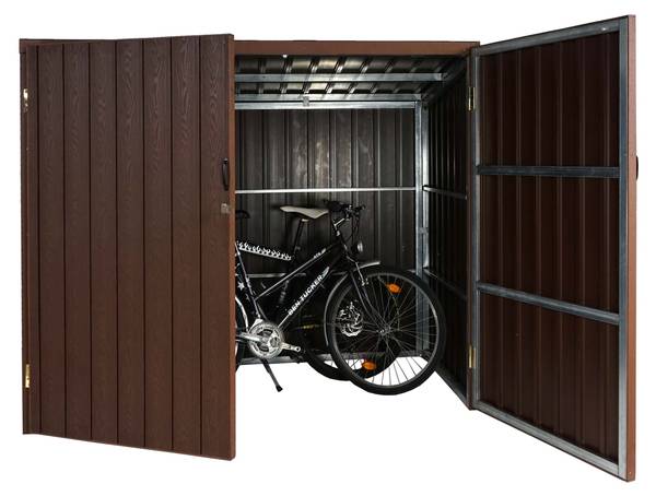 Fietsgarage J29 (2 stuks) bruin - metaal - deels massief hout - 213 x 172 x 112 cm