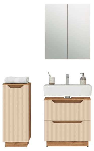 Meubles bain Lotta 59449 Beige - Cachemire - Imitation chêne dakota