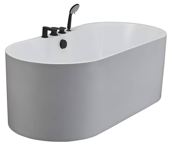 Freistehende Badewanne STEPONA Weiß - Naturfaser - 150 x 58 x 75 cm