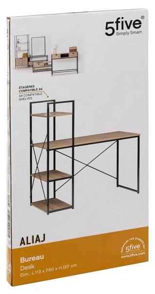 Schreibtisch mit Regalen ALIAJ Schwarz - Holzwerkstoff - 60 x 120 x 113 cm