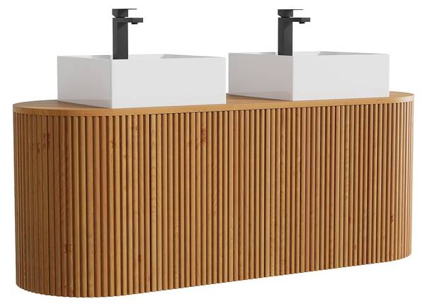 Doppelwaschtisch TOWARI Beige - Holz teilmassiv - 150 x 56 x 50 cm