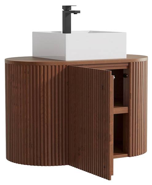 Einzelwaschtisch TOWARI Braun - Holz teilmassiv - 90 x 56 x 50 cm
