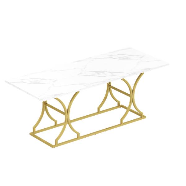 Table à manger MARBWoody Blanc - Bois manufacturé - 80 x 76 x 200 cm