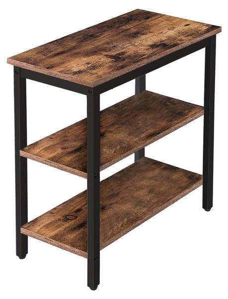 Beistelltisch 3 Ebenen Schwarz - Braun - Eisen - 60 x 61 x 30 cm