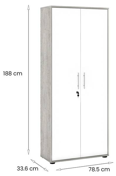 Mehrzweckschrank 2 Türen Aveto Weiß - Holzwerkstoff - 188 x 34 x 79 cm