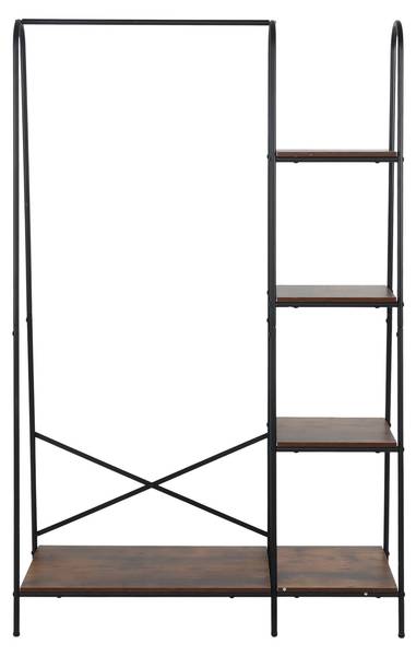 Kleiderständer mit 5 Ablagen Schwarz - Braun - Eisen - 100 x 160 x 40 cm