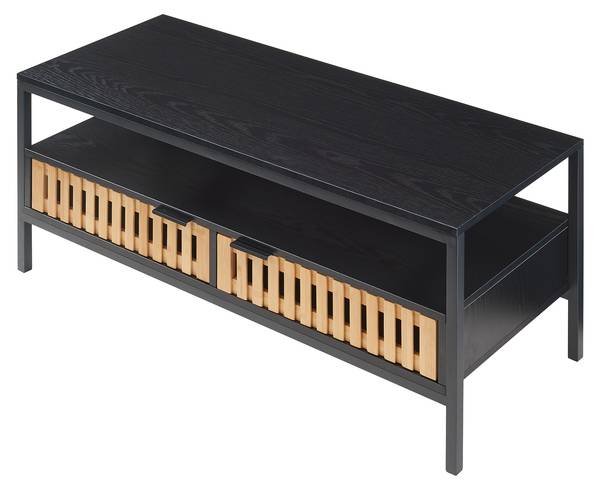 Couchtisch Luniehti Beige - Schwarz - Bambus - Holzwerkstoff - Metall - 40 x 48 x 100 cm