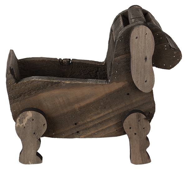 Bloempot Uchesi bruin - plaatmateriaal op houtbasis - 12 x 11 x 26 cm