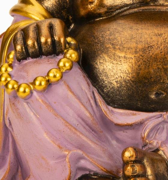 Lachender Buddha mit dickem Bauch Gold - Violett - Kunststoff - 22 x 23 x 22 cm