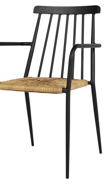 Chaise de jardin Evira Noir - Rotin - 58 x 84 x 54 cm