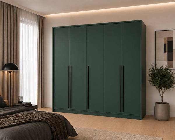 Kleiderschrank Genua III Dunkelgrün - Silber