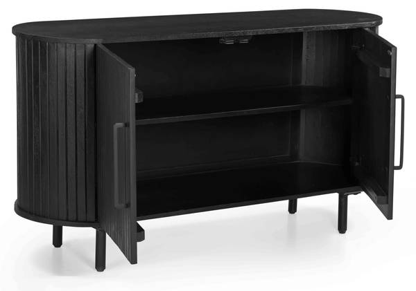 Kommode Schwarz Schwarz - Massivholz - 140 x 76 x 45 cm