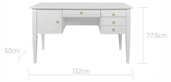 Kinderschreibtisch Royal Weiß - Holzwerkstoff - 132 x 78 x 60 cm