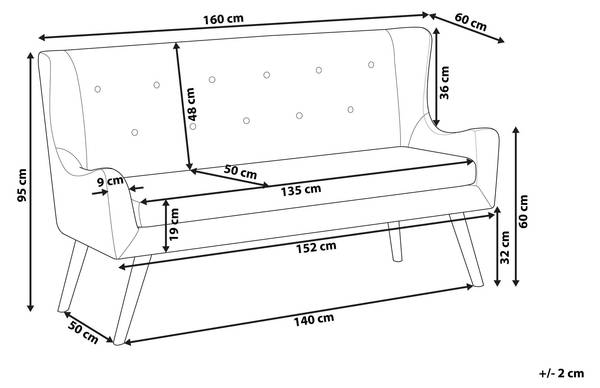 2-Sitzer Sofa SKIBBY Braun - Weiß - Naturfaser - 160 x 95 x 60 cm