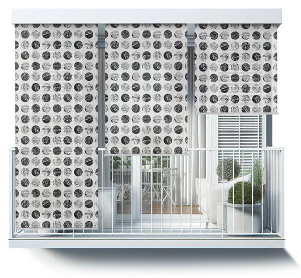 Außenrollo Punctum Marmor Schwarz - Textil - 40 x 180 x 1 cm
