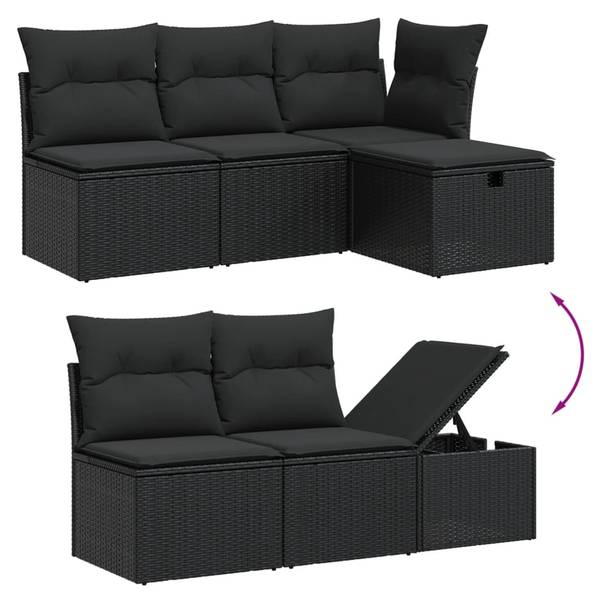 Garten-Lounge-Set 3037499-1 (6-teilig) Schwarz