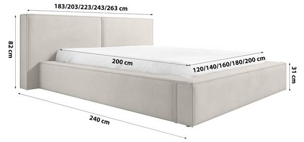 Polsterbett Lopra Beige - Breite: 263 cm
