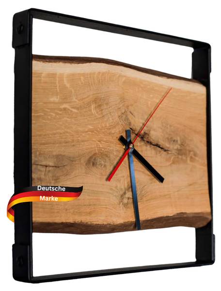 Wanduhr EFFO mit Nuten Braun - Massivholz - 38 x 37 x 4 cm