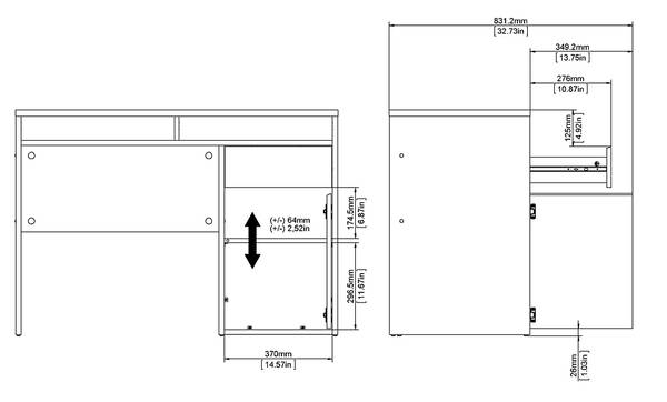 Bureau Plus wit - deels massief hout - 110 x 77 x 48 cm