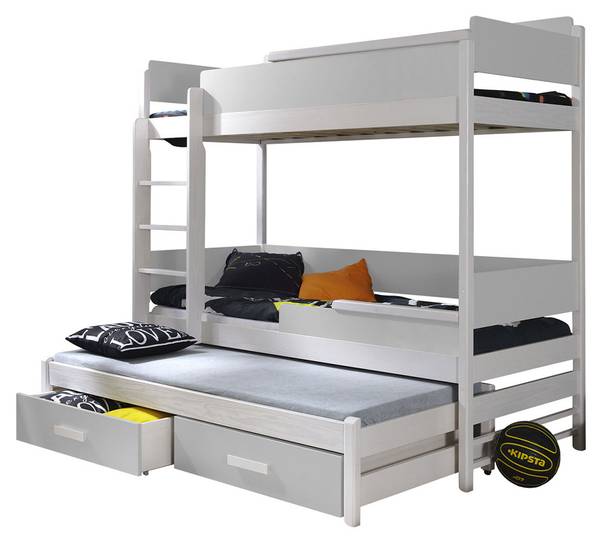 Etagenbett Quatro L Grau - Weiß - 88 x 190 cm