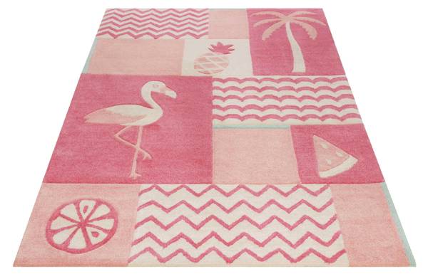 Kinderteppich Fruity Flamingo Pink - Polyester - 130 x 2 x 190 cm