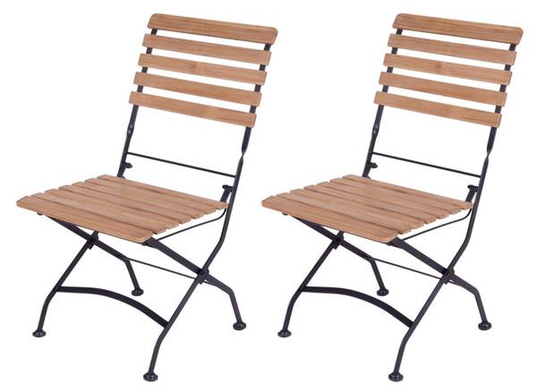Klappbarer Gartenstuhl Toscana  2 Stück Schwarz - Akazie - 45 x 90 x 63 cm