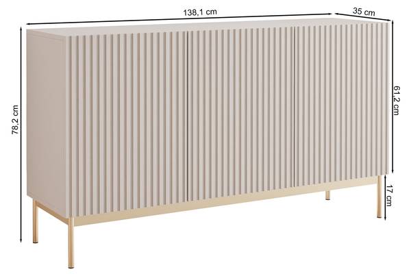 Dressoir LINEARIS grijs - melamine - 139 x 79 x 35 cm