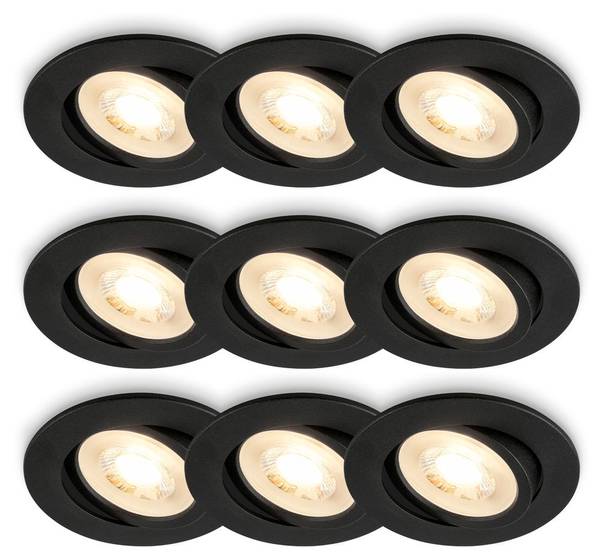 Einbauleuchten PIWO 9er Set Hochglanz Schwarz