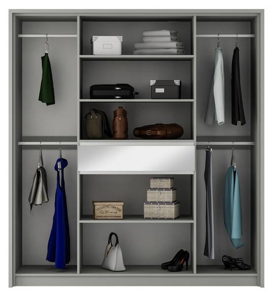 Kleiderschrank Split Weiß - Holzwerkstoff - 200 x 217 x 65 cm