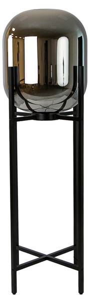 Stehleuchte Rauchglas-Spiegel Schwarz - Grau - Edelstahl - Klarglas - Rauchglas - 45 x 140 x 45 cm
