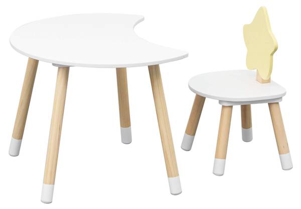 Kindertisch und Stuhl Buriti (2er-Set) Weiß - Holzwerkstoff - 60 x 44 x 40 cm