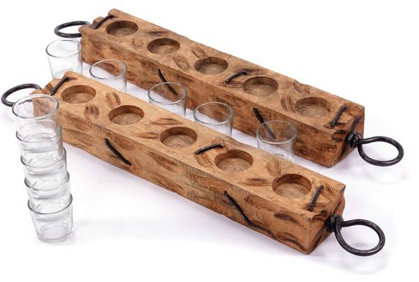 Teelichthalter Burnt 70 Braun - Holzwerkstoff - 70 x 12 x 9 cm