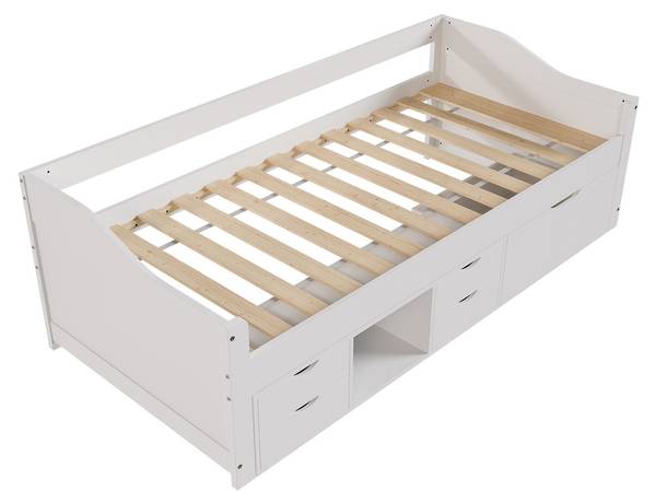 Kinder Funktionsbett Nalu Weiß - Holzwerkstoff - 90 x 66 x 200 cm