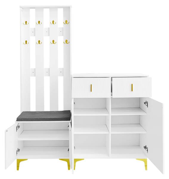 Garderoben und Schuhschrank-Set Scrocon Weiß - Holzwerkstoff - 35 x 101 x 83 cm