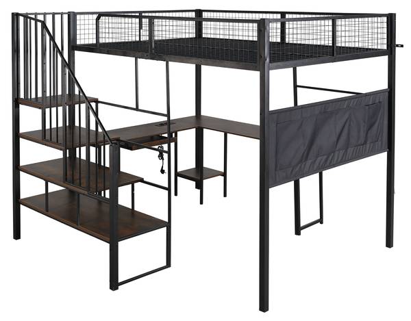 Hochbett JINSBUCHHE Ⅰ Schwarz - Eisen - 193 x 170 x 208 cm