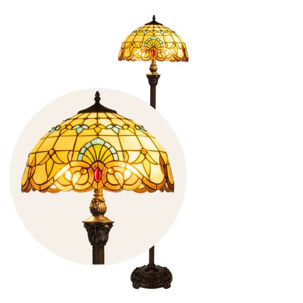 Tiffany Stehlampe 7253 Weiß - Glas - 40 x 165 x 40 cm